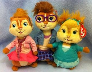 Alvin and the Chipmunks CHIPETTES Ty Beanie Babies Plush Toy Set of 3 