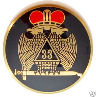 Masonic 33rd Degree Car Auto Emblem Wings Down (Black)