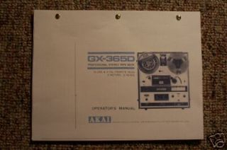 Akai GX 365D Reel to Reel Owners Manual 
