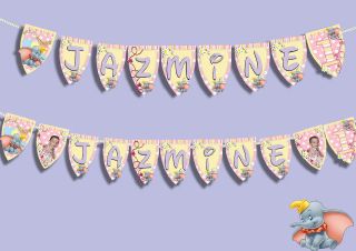 st birthday Personalised Baby Dumbo Banner photo / name, Girl /Boy