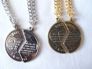 Mizpah Sweetheart Friend Partner Coin Necklace 2 Pc Set