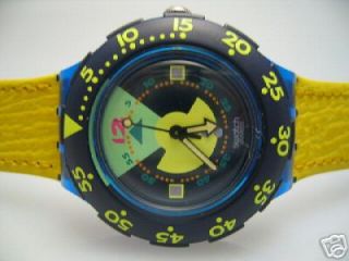 1992 Scuba 200 swatch watch Divine Leather Yellow New