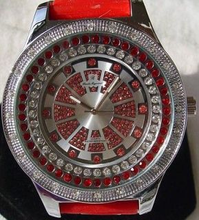   OUT ROWS RUBY & DIAMONDS PLATINUM 50 CENTS GRILZ ICE KING BLING WATCH