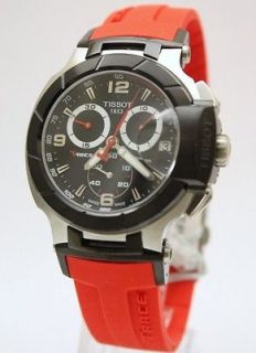 New Tissot Men T Race Chronograph Red Rubber Watch 47mm T048.417.27 
