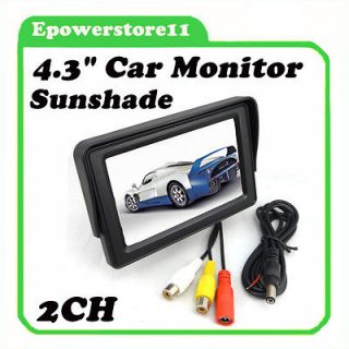 TFT LCD Car Rearview Monitor Sunshade 2CH Video Input For CCTV 