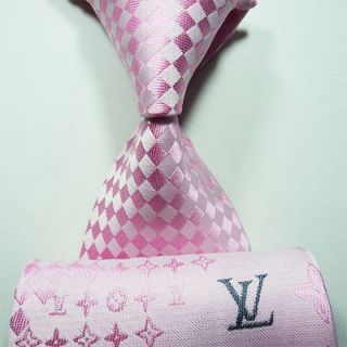 Pink New Jacquard Woven Silk Mens Tie Necktie