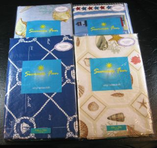 FLANNEL BACKED VINYL SUMMER FUN TABLECLOTHS  ASSORTED PATTERNS AND 