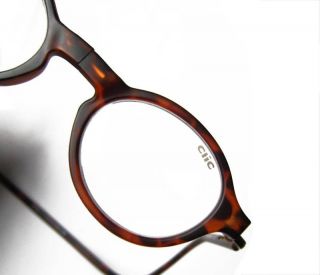 Genuine CLIC Magnetic 1.50 Round Reading Glasses Tortoise Unisex Geek 