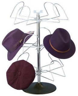New Chrome 3 Tier Spinning Hat Cap Counter Display Rack
