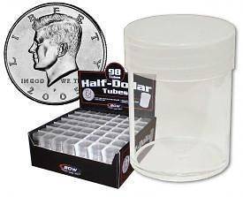 BCW Clear Round Plastic Coin Tubes for Half Dollars
