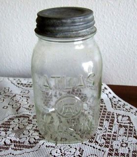 Vintage ~ Hazel Atlas Mason Jar w Zinc Lid ~ Clear Quart