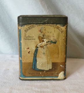 Walter Baker & Co. LTD. Breakfast Cocoa 1/2 Lb. Vintage Tin