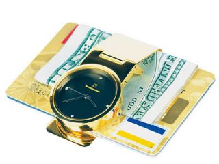   GOLD PLATED MONEY BILL CLIP POCKET WALLET WATCH CREDIT CARD HOLDER