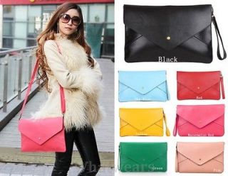JXW New Womens 13 Colors Envelope Clutch Tote Purse Shoulder Hand Bag 