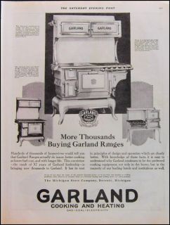 1923 MICHIGAN STOVE COMPANY GARLAND GAS & COAL/WOOD COOKING RANGES AD 