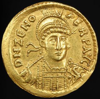 Ancient Late Roman Gold Emperor Zeno Solidus Coin
