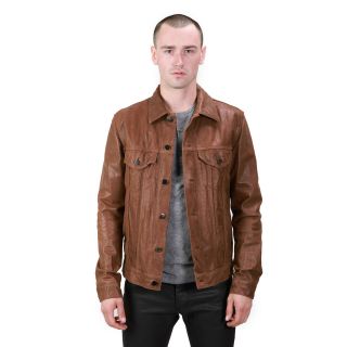 leather trucker jacket in Coats & Jackets
