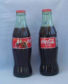 Coca Cola Classic 8 fl. oz. Two Full bottles 1996 and Christmas 98