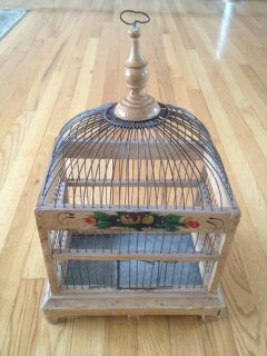 vintage wood bird cage in Pet Supplies
