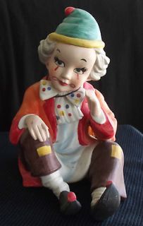 Arnart Porcelain Sculpture Clown Sitting Collectible Figurine