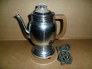   Stainless Steel Coffee Pot Manning Bowman Co. with Wooden Handle