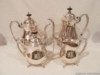   Silverplate 4 PC Coffee & Tea Set with Covered Sugar & Creamer