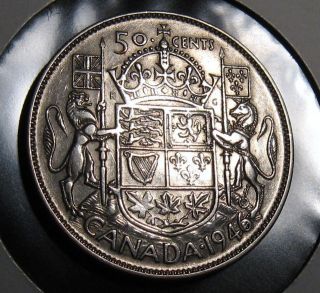 OLD CANADIAN COINS RARE 1946 DESIGN IN 6 CANADA SILVER FIFTY CENTS 