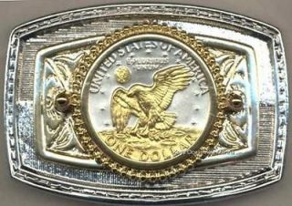 Gold/Silver Coin Belt Buckle, Eisenhower Dollar (1971 1978) Reverse