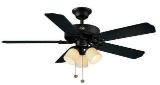 Hampton Bay Colby 52 inch Ceiling Fan with 3 Globe Light Kit Matte 