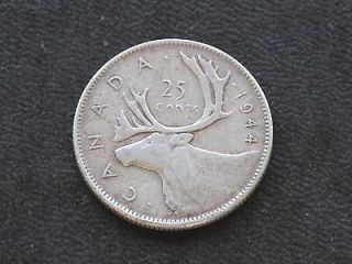 1944 Canada Georgivs VI 25 Cents Silver Coin C2806L