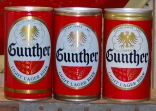 Gunther Beer cans lot of 3 red label variations MUST SEE Steel 