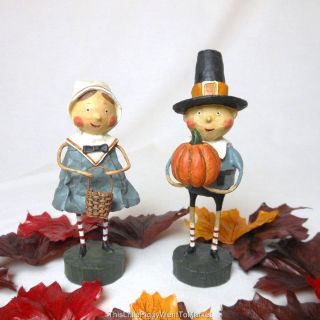 Lori Mitchell ~ TOM & GOODIE ~ Thanksgiving Pilgrim Figurines
