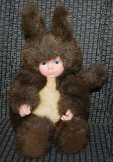   Baby 8 Doll as Squirrel Forest Animal Plastic Plush Collectible VTG