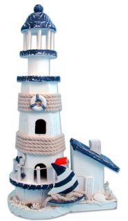 Ocean Blue Lighthouse Wooden Handmade Nautical Decor