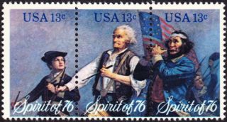 US   1976   13 Cents Spirit of 76 Bicentennial Strip of 3 #1629 