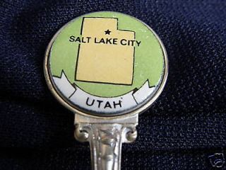   LAKE CITY State Map Collector Souvenir SPOON SEGO LILY Flower New EPNS