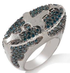   Designs 1.33ct Blue Diamond Sterling Silver Color Splash Ring sz6