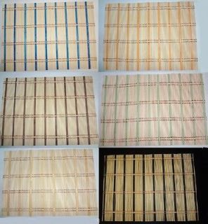 SET OF 4 Oriental Bamboo Table Place mats Blue, Green, Black, Natural 