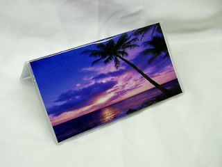 Tropical Beach Sunset & Palm Tree Silhouette Design Vinyl Checkbook 