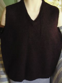 Vintage J Crew Sweater Vest Mens Deep Burgundy Wool/Mohair V Neck Vest 