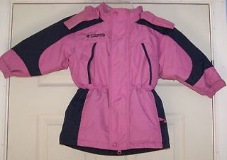 Pre owned Girls Columbia Insulated Ski Snow Hooded Pink/Navy Jacket 