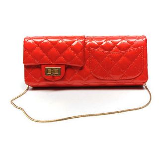 PC 1 CHANEL Neon Red Double Sided 2.55 Clutch Bag With Gold Tone 