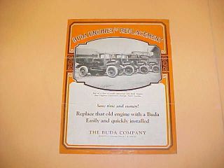 1927 1928 ORIGINAL BUDA ENGINE REPLACEMENT TRUCK SALES BROCHURE FOLDER 