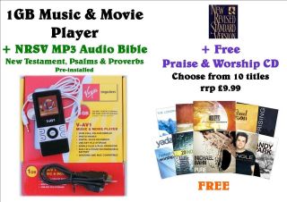 1GB Music & Movie Player+NRSV  Audio Bible+FREE Praise & Worship CD 