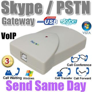 USB 3 Way Skype PSTN Tele Phone Voice Call Receiver Forwarding Gateway 