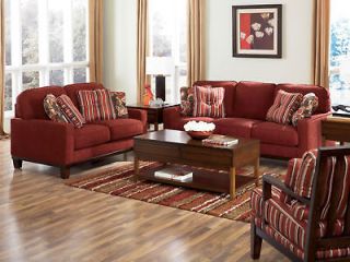 MAX   CONTEMPORARY RED FABRIC SOFA COUCH & LOVESEAT SET LIVING ROOM 