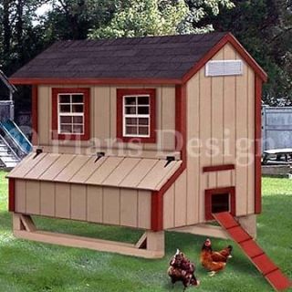 x6 Gable Poultry Chicken House / Coop Plans, 90506G