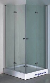 35 Corner Shower Enclosure with Hinged Doors, Aluminum Frame, & Base 
