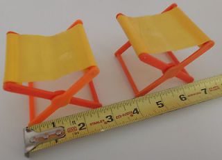 BARBIE COUNTRY CAMPER SEATS yellow campfire sling chairs foldable 