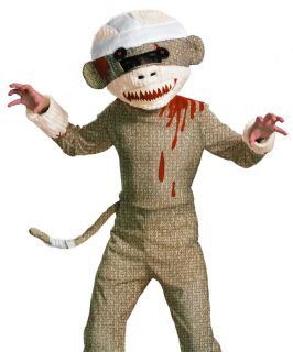 Kids Zombie Sock Monkey Scary Halloween Costume